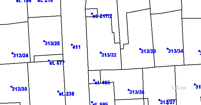 Parcela st. 313/32 v KÚ Černčice u Loun, Katastrální mapa