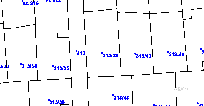 Parcela st. 313/39 v KÚ Černčice u Loun, Katastrální mapa