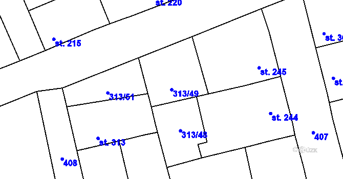 Parcela st. 313/49 v KÚ Černčice u Loun, Katastrální mapa