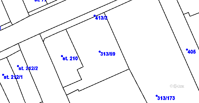 Parcela st. 313/59 v KÚ Černčice u Loun, Katastrální mapa