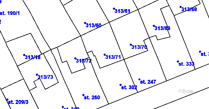 Parcela st. 313/71 v KÚ Černčice u Loun, Katastrální mapa