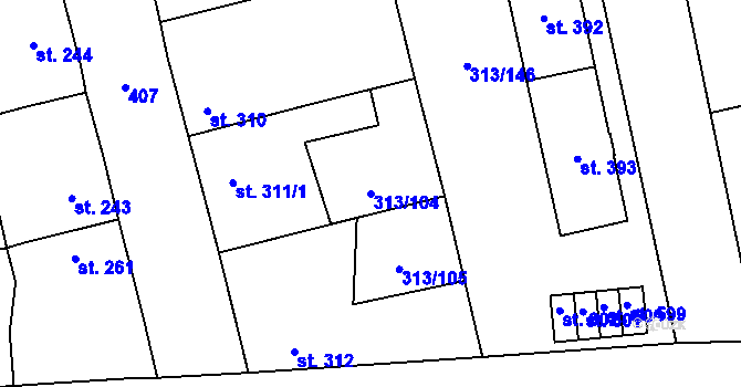 Parcela st. 313/104 v KÚ Černčice u Loun, Katastrální mapa