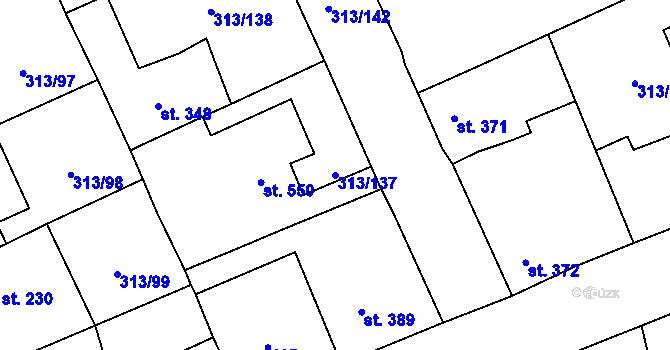 Parcela st. 313/137 v KÚ Černčice u Loun, Katastrální mapa
