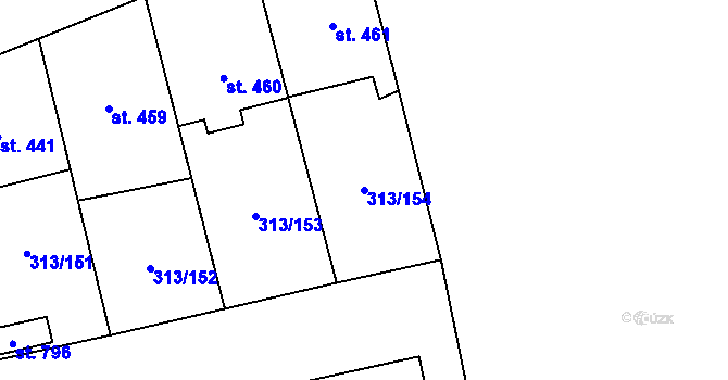 Parcela st. 313/154 v KÚ Černčice u Loun, Katastrální mapa