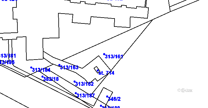 Parcela st. 313/161 v KÚ Černčice u Loun, Katastrální mapa