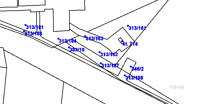 Parcela st. 313/162 v KÚ Černčice u Loun, Katastrální mapa