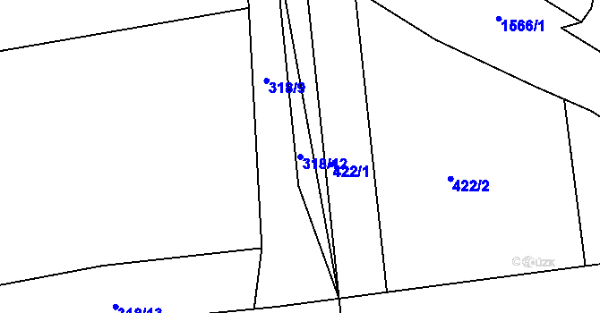 Parcela st. 318/12 v KÚ Černčice u Loun, Katastrální mapa