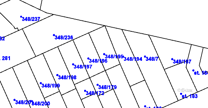 Parcela st. 348/195 v KÚ Černčice u Loun, Katastrální mapa
