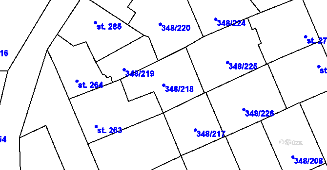 Parcela st. 348/218 v KÚ Černčice u Loun, Katastrální mapa