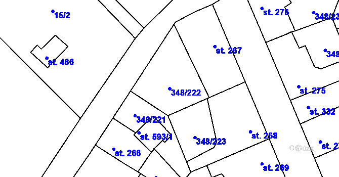 Parcela st. 348/222 v KÚ Černčice u Loun, Katastrální mapa