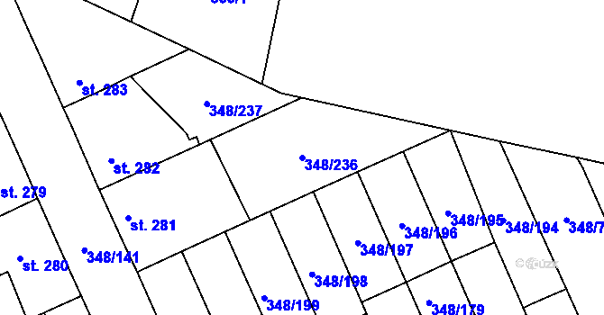 Parcela st. 348/236 v KÚ Černčice u Loun, Katastrální mapa