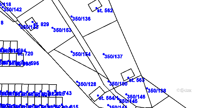 Parcela st. 350/137 v KÚ Černčice u Loun, Katastrální mapa