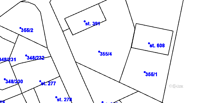 Parcela st. 355/4 v KÚ Černčice u Loun, Katastrální mapa