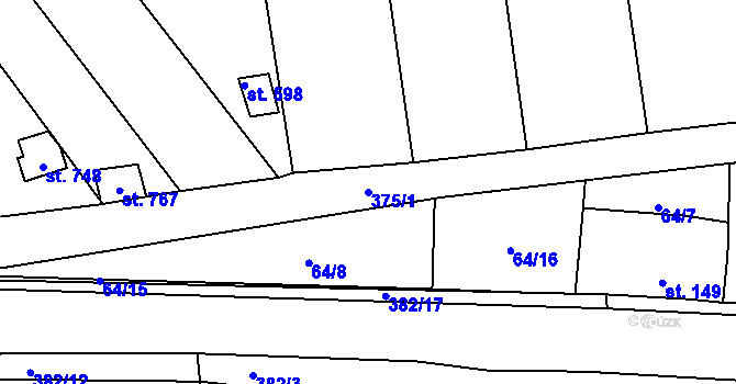 Parcela st. 375/1 v KÚ Černčice u Loun, Katastrální mapa