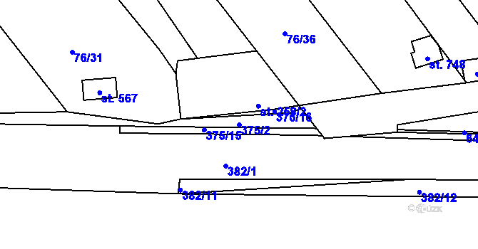 Parcela st. 375/2 v KÚ Černčice u Loun, Katastrální mapa