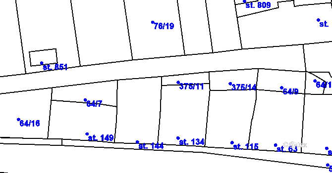 Parcela st. 375/12 v KÚ Černčice u Loun, Katastrální mapa