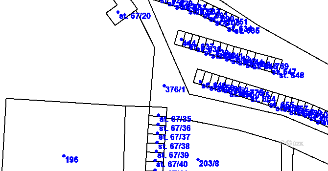 Parcela st. 376/1 v KÚ Černčice u Loun, Katastrální mapa