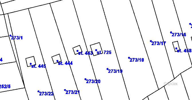 Parcela st. 725 v KÚ Černčice u Loun, Katastrální mapa