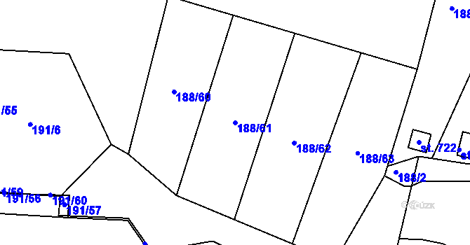 Parcela st. 188/61 v KÚ Černčice u Loun, Katastrální mapa