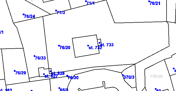 Parcela st. 732 v KÚ Černčice u Loun, Katastrální mapa