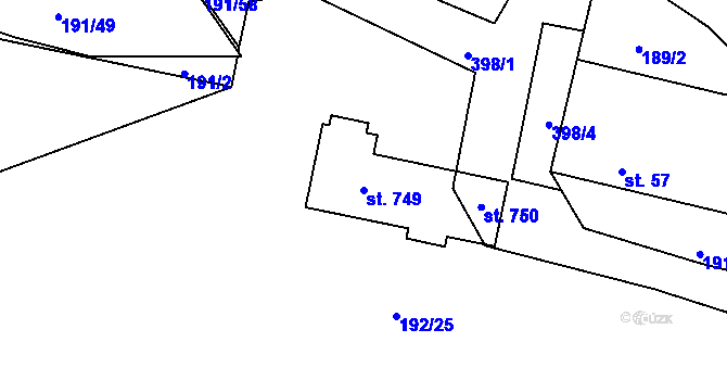 Parcela st. 749 v KÚ Černčice u Loun, Katastrální mapa