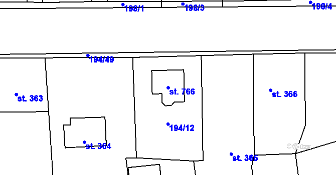 Parcela st. 766 v KÚ Černčice u Loun, Katastrální mapa