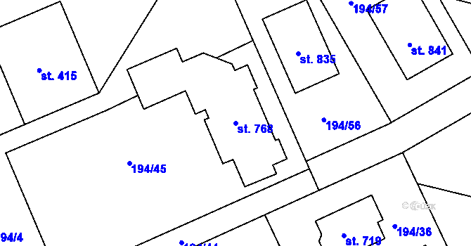 Parcela st. 768 v KÚ Černčice u Loun, Katastrální mapa