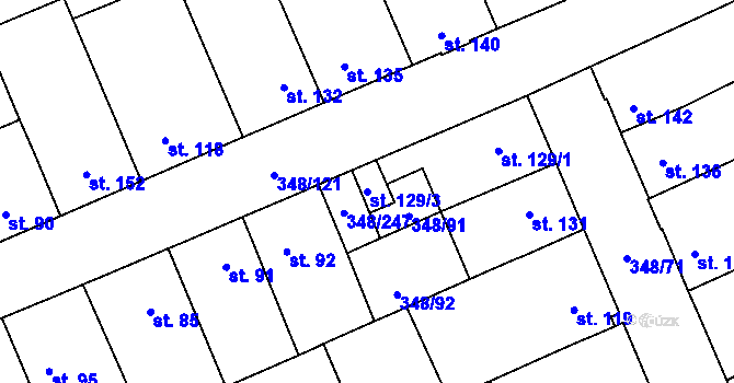 Parcela st. 129/3 v KÚ Černčice u Loun, Katastrální mapa