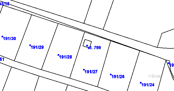 Parcela st. 799 v KÚ Černčice u Loun, Katastrální mapa