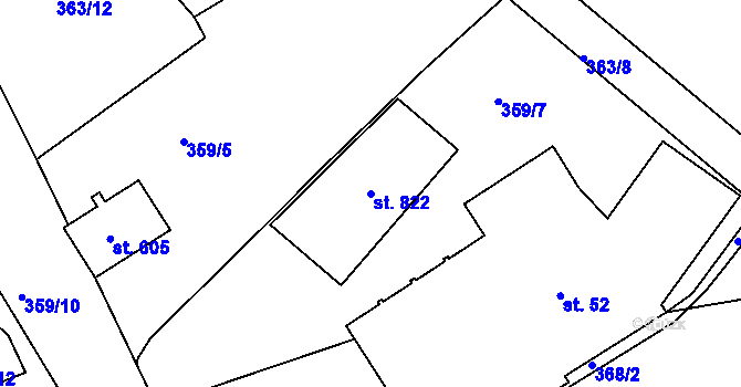 Parcela st. 822 v KÚ Černčice u Loun, Katastrální mapa