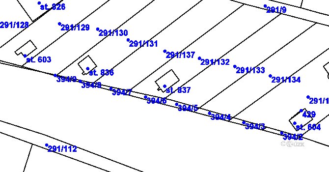 Parcela st. 837 v KÚ Černčice u Loun, Katastrální mapa