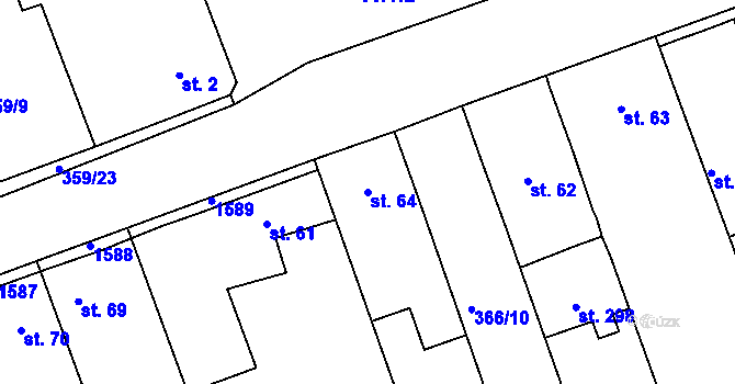 Parcela st. 64 v KÚ Obora u Loun, Katastrální mapa