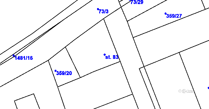 Parcela st. 83 v KÚ Obora u Loun, Katastrální mapa