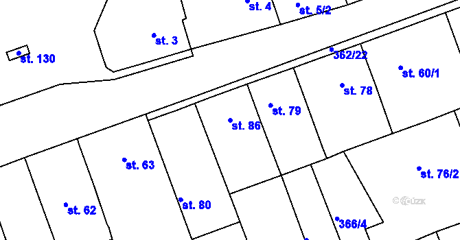 Parcela st. 86 v KÚ Obora u Loun, Katastrální mapa