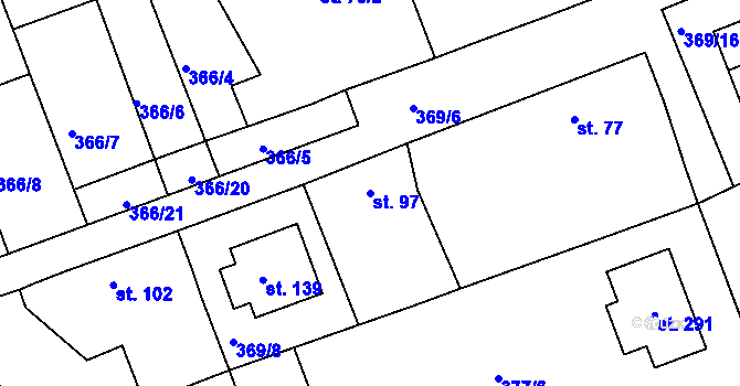 Parcela st. 97 v KÚ Obora u Loun, Katastrální mapa