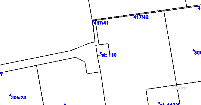 Parcela st. 110 v KÚ Obora u Loun, Katastrální mapa