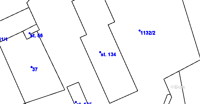 Parcela st. 134 v KÚ Obora u Loun, Katastrální mapa