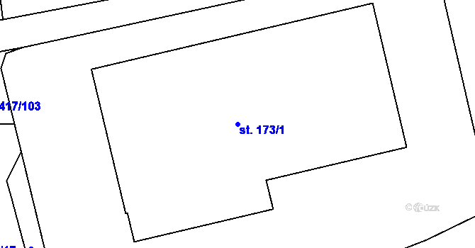 Parcela st. 173/1 v KÚ Obora u Loun, Katastrální mapa