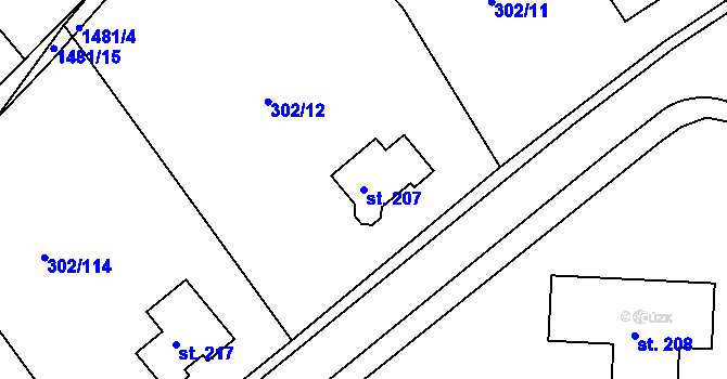 Parcela st. 207 v KÚ Obora u Loun, Katastrální mapa