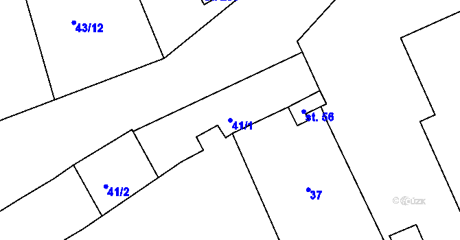 Parcela st. 41/1 v KÚ Obora u Loun, Katastrální mapa