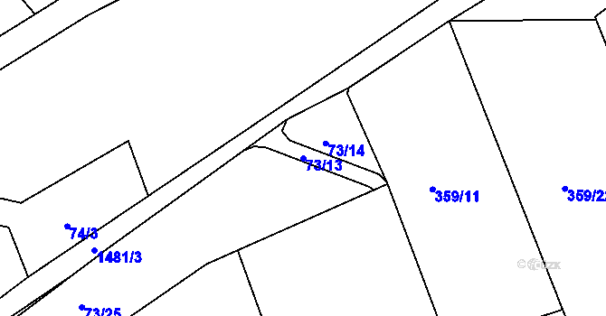 Parcela st. 73/13 v KÚ Obora u Loun, Katastrální mapa