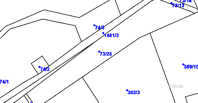 Parcela st. 73/25 v KÚ Obora u Loun, Katastrální mapa