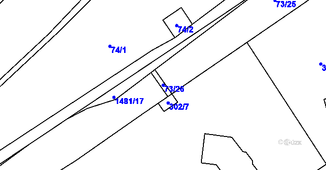 Parcela st. 73/26 v KÚ Obora u Loun, Katastrální mapa
