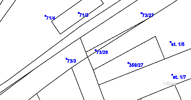 Parcela st. 73/29 v KÚ Obora u Loun, Katastrální mapa