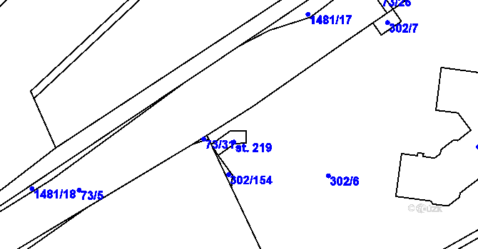 Parcela st. 73/30 v KÚ Obora u Loun, Katastrální mapa