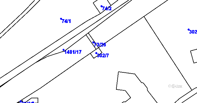 Parcela st. 302/7 v KÚ Obora u Loun, Katastrální mapa