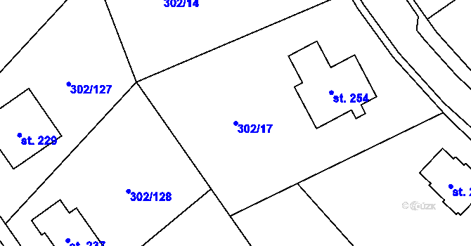 Parcela st. 302/17 v KÚ Obora u Loun, Katastrální mapa