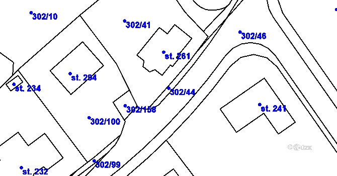 Parcela st. 302/44 v KÚ Obora u Loun, Katastrální mapa