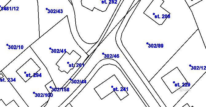 Parcela st. 302/46 v KÚ Obora u Loun, Katastrální mapa