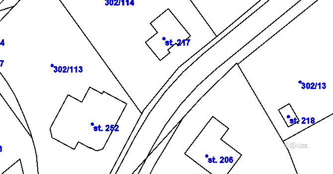 Parcela st. 302/108 v KÚ Obora u Loun, Katastrální mapa